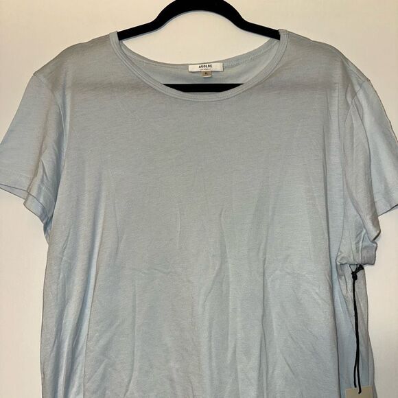 Agolde XL Drew Tee Wolf Eye Light Blue Crew Neck Short Sleeve Womens NWT - Picture 2 of 7